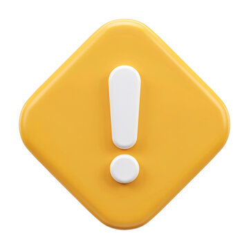 3D Yellow Warning Alert Icon with White Exclamation Mark for Safety Notification Design