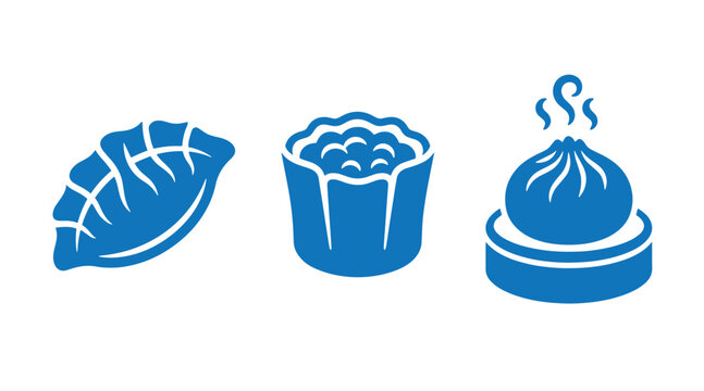 Collection of various traditional steamed dumplings and siu mai icons with dumpling illustration traditional oriental appetizer isolated dumplings culinary restaurant