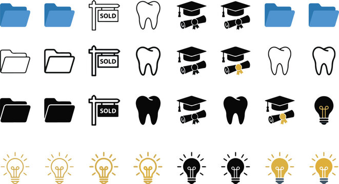 Real Estate Dental Education Icon Seamless Pattern