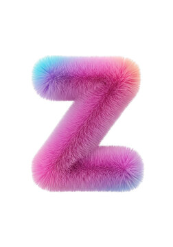Fuzzy pink and blue letter z with soft fur texture