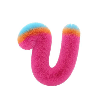 Pink gummy letter u candy with colorful sugar coating