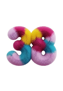 Colorful fluffy number thirty eight