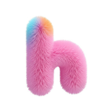 Furry fluffy lowercase letter h with colorful gradient