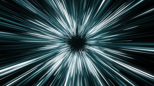 Abstract hyperspace tunnel with blue and white streaks of light sci fi background