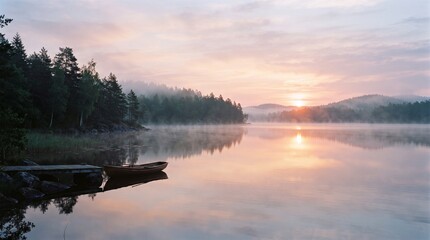 Obraz premium sunrise over the lake