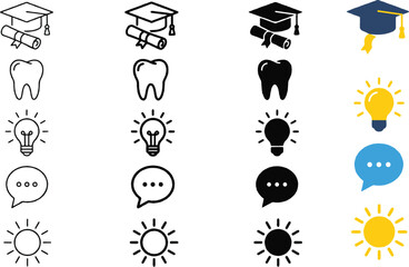 Fototapeta premium Black Linear Education Dental Idea Icon Vector Collection