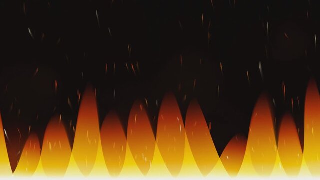 Abstract Fire Flames and Rising Smoke on Black Background with Glowing Orange Inferno Heat Energy Vector Illustration