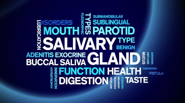 Salivary Gland animated word cloud-animation tag kinetic typography seamless loop.