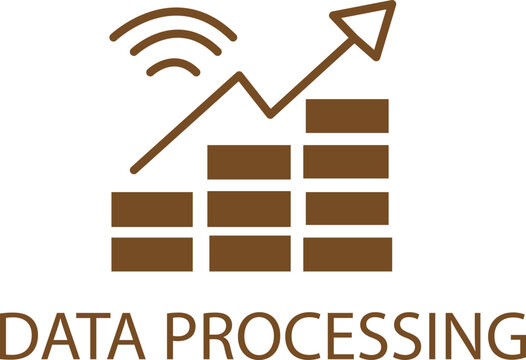 Data Processing Icon, Analytics Growth Chart, Business Intelligence Vector Illustration