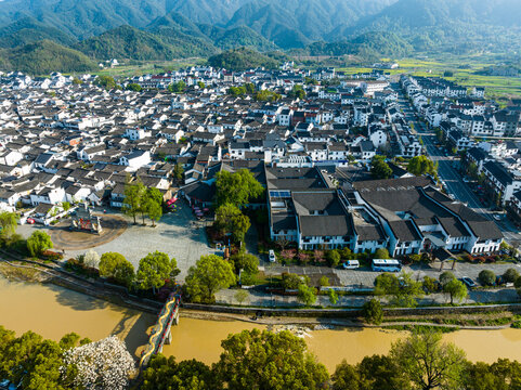Longmen Ancient Town Fuyang China Aerial View