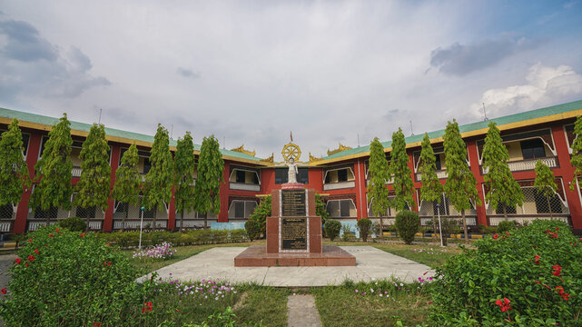 Lumbini Buddhist Temple Courtyard, Nepal - Spiritual Architecture
