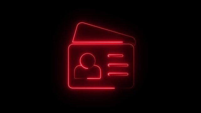 Glowing neon line Taxi driver license icon isolated Address, Photo, Signature, Secure Identity Verification, Digital Identification Document Motion Graphics..