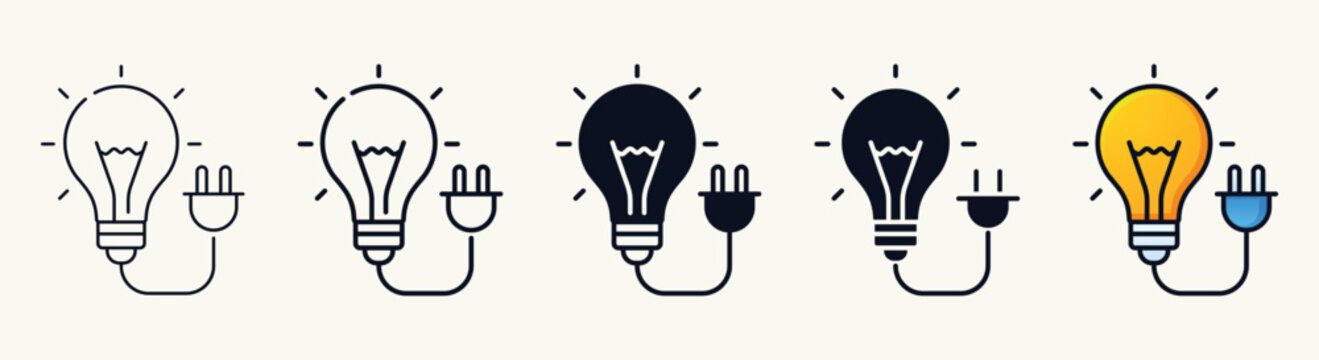 Light bulb and Plug Icons Set