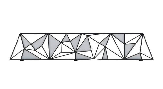 Modern geometric truss bridge structure with triangular framework isolated on transparent background