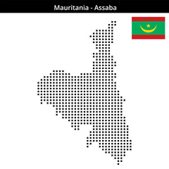 Obraz premium Map of Mauritania region Assaba in medium size square dots