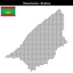 Fototapeta premium Map of Mauritania region Brakna in medium size square dots