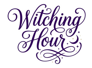 Fototapeta premium Witching Hour calligraphy isolated on transparent background