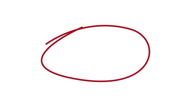 4K Circle marker with drawing effect. Red Circle Maker Circle Loopable with transparent background. red circle drawn, red marker pen style, doodle red circle marker and underline stroke,