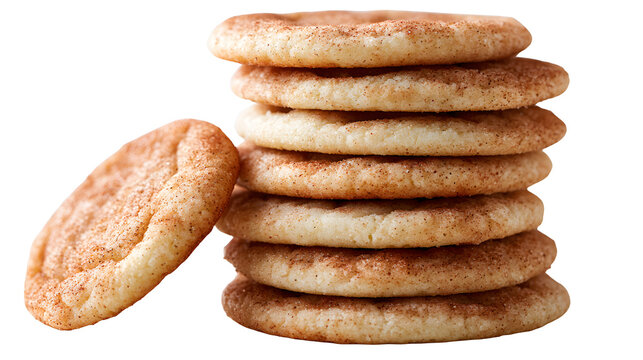 Stack of snickerdoodle cookies , delicious homemade cinnamon sugar cookies on white background for dessert and snack concepts
