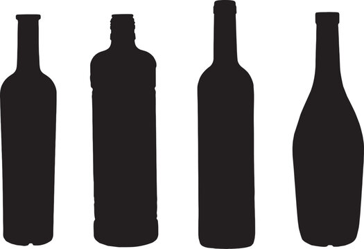 vector,Silhouette of a group of glass bottles