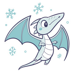 Snowy Ice Crystal Pterodactyl Chibi © Vectors