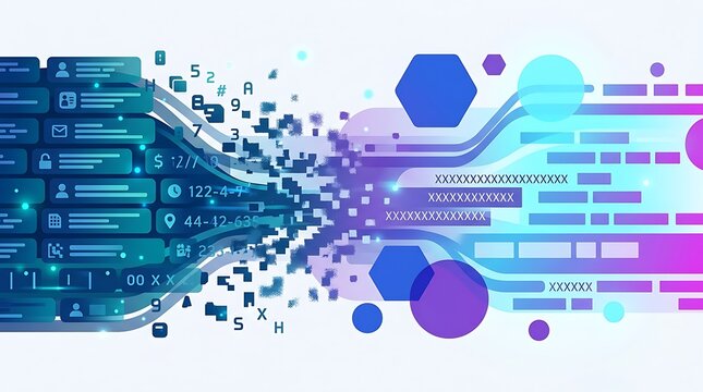 Abstract representation of data flow and digital transformation