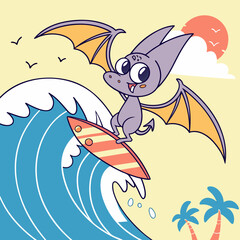 Surfer Wave Rider Pterodactyl Chibi © Vectors