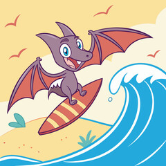 Surfer Wave Rider Pterodactyl Chibi 1 © Vectors