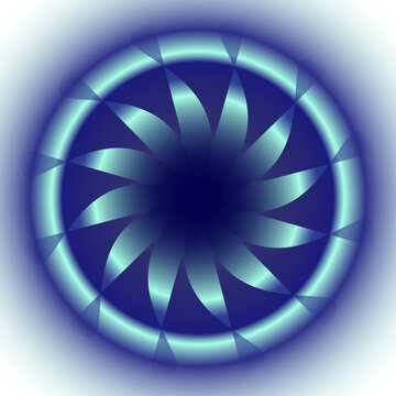 Rotating Metallic Mandala Circle (Navy & Cyan) Vector