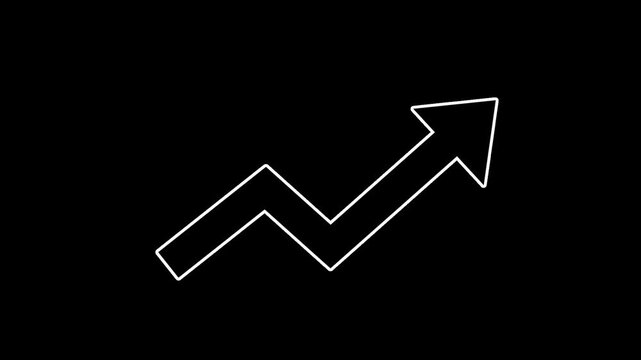 Rising growth arrow line icon. Business success concept motion graphic on white background