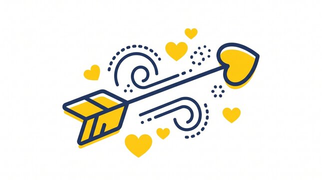 Romantic arrow with hearts