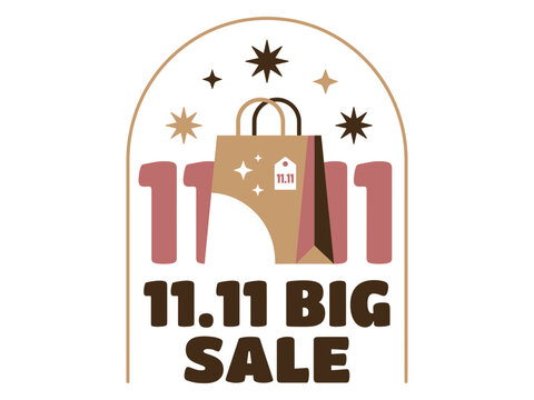11.11 big sale shopping bags under an arch