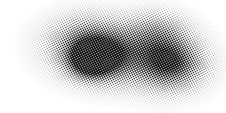 Monochrome black halftone dot cloud blobs background, cloud blobs halftone dot pattern with tonal gradient with an abstract distressed look, grunge vector perfect for banners, covers, packag v3