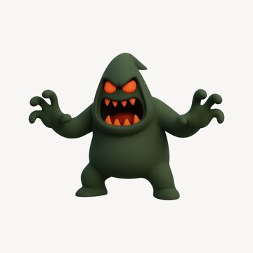 Cartoon green monster illustration.