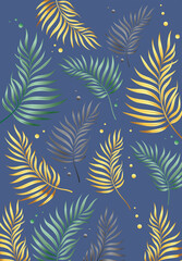 Fototapeta premium seamless tropical palm leaves pattern in soft pastel color for wallpaper vector design 