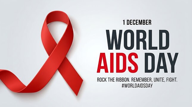 Red awareness ribbon symbol for world aids day event on a clean white background for medical awareness