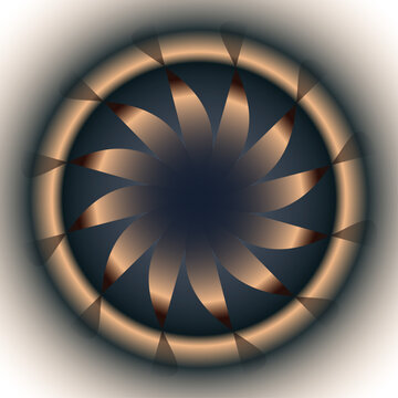Rotating Metallic Mandala Circle (Dark Navy & Bronze) Vector