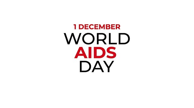 World aids day typography design for december 1st awareness campaign with red and black text on white background