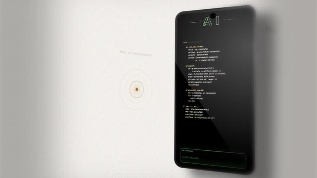 Cross-platform AI interface featuring responsive smartphone mockup & desktop web app layout. Shows live data processing & system terminals. Perfect  SaaS promos, mobile app AI demos UI/U presentation