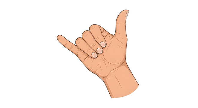 Hand showing call me hang loose shaka gesture illustration