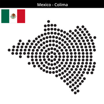Map of Mexico region Colima in concentric large dots