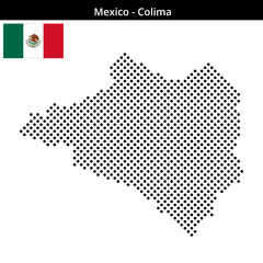 Fototapeta premium Map of Mexico region Colima in medium sized cross shaped dots