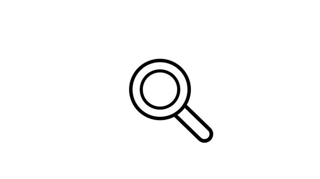 Minimal Search Magnifying Glass Icon on green Background.