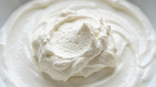 Creamy Delight: Close-up of whipped cream texture, culinary swirl, rich dessert topping