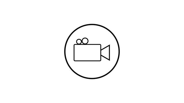 Minimal Video Camera Recording Icon Inside Circular Frame.