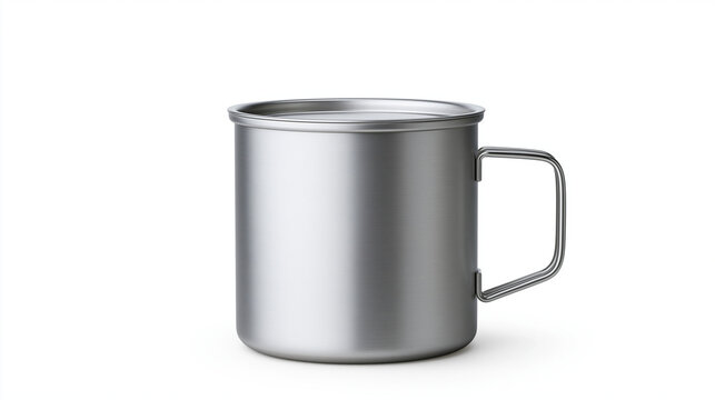 Stainless Steel Camping Mug Isolated on White Background