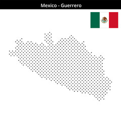 Fototapeta premium Map of Mexico region Guerrero in small cross shaped dots