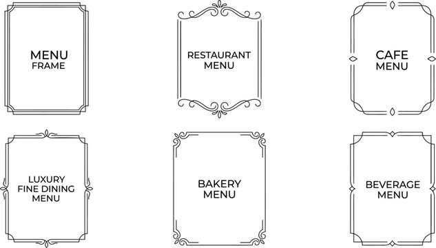 Elegant Restaurant Menu Border Frame Collection Vector Template