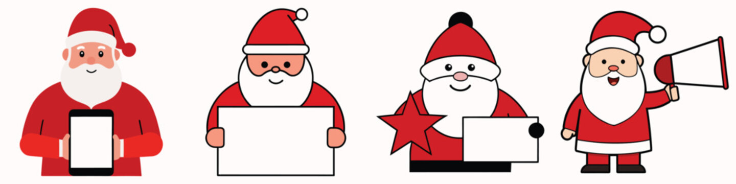 Close-up portrait of Santa Claus with beard and hat, isolated on white background.