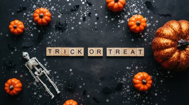 Trick or Treat Wooden Blocks Halloween Decoration